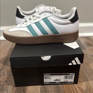 Adidas White and Blue Striped Sneakers